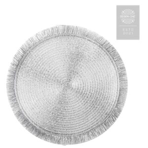 Silver Fringe Round Placemat