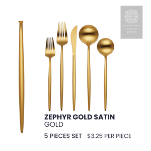 zephyr gold satin flatware