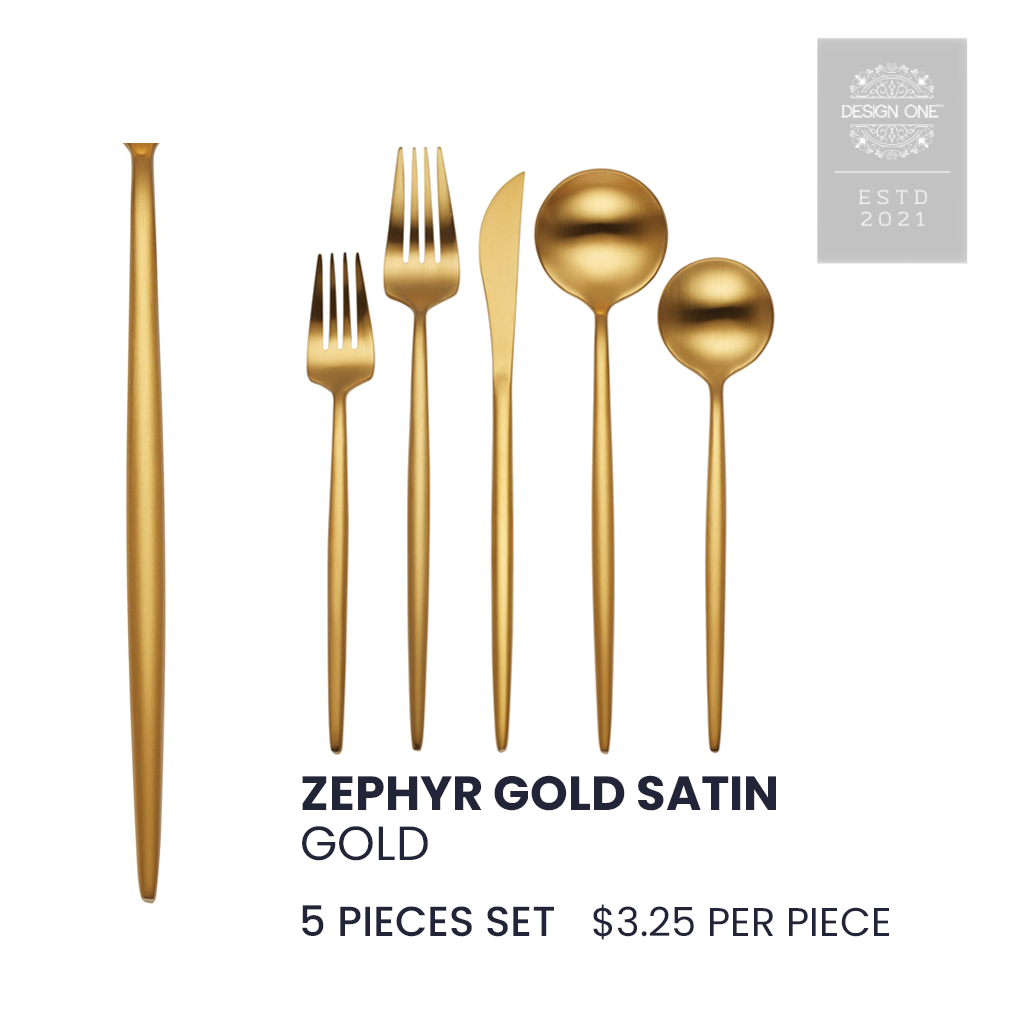 zephyr gold satin flatware